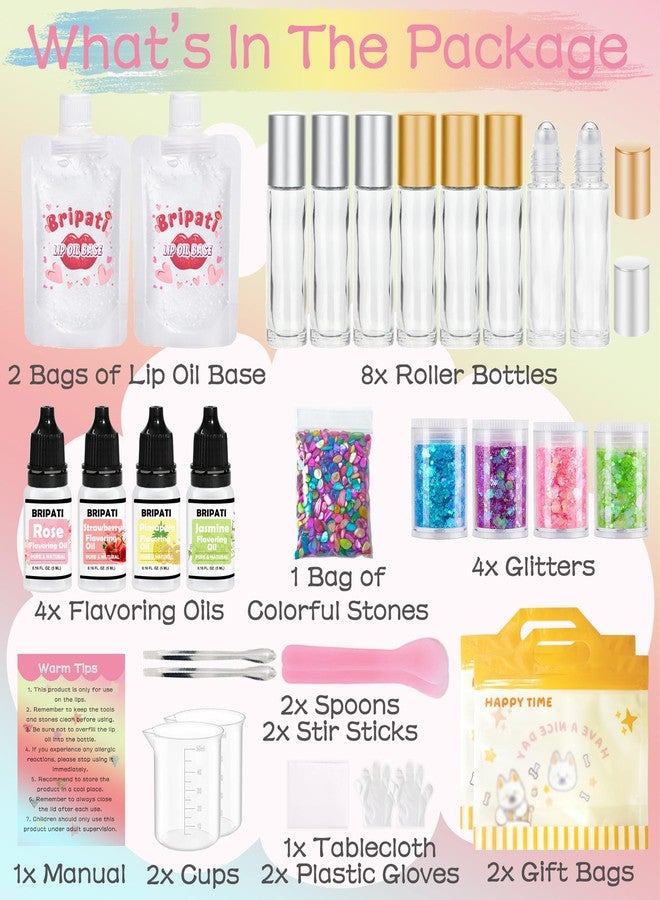 BRIPATI DIY Lip Gloss Making Kit, Lip Oil Maker Kits to Make Your Own Lipglosses with Roller Bottles, Moisturizing Lipstick Supplies Set, All-Inclusive Fun Lip Sticks Craft Kit for Girls Women - Image 2